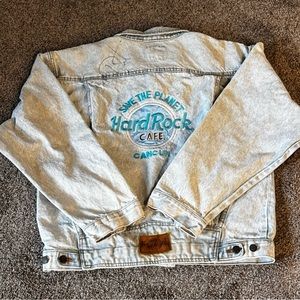 Vintage Hard Rock Cancun Trucker Jean Jacket signed by Delbert McClinton XL